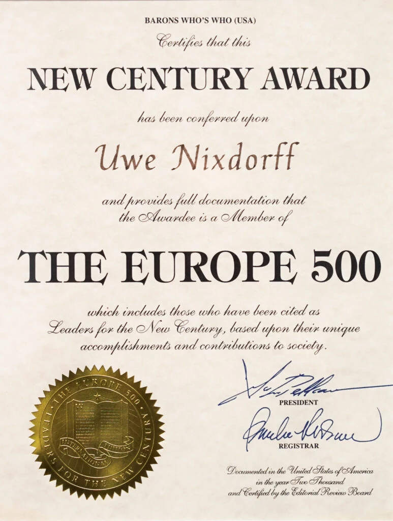 The Europe 500 · New Century Award