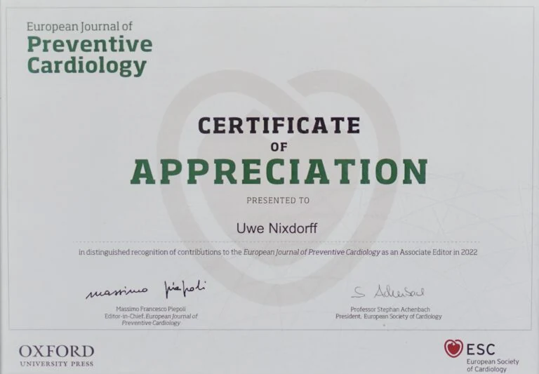 European Journal of Preventive Cardiology · Associate Editor 2022